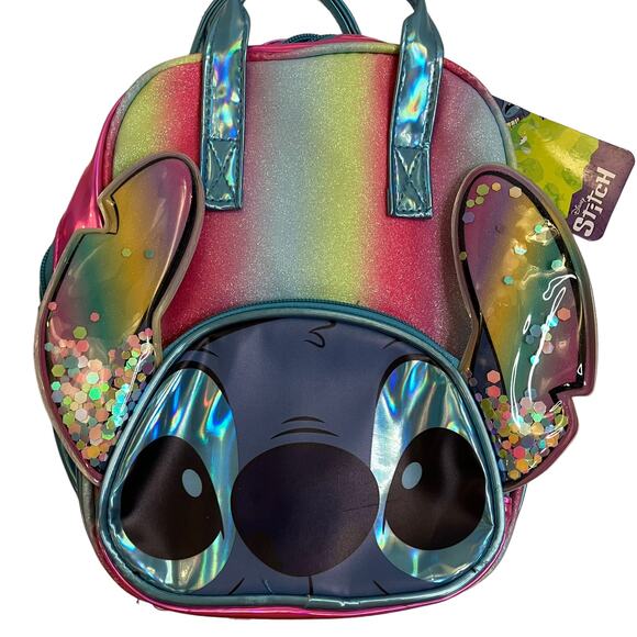 NWT Disney Stitch Plastic Glitter Mini Backpack - Picture 2 of 6
